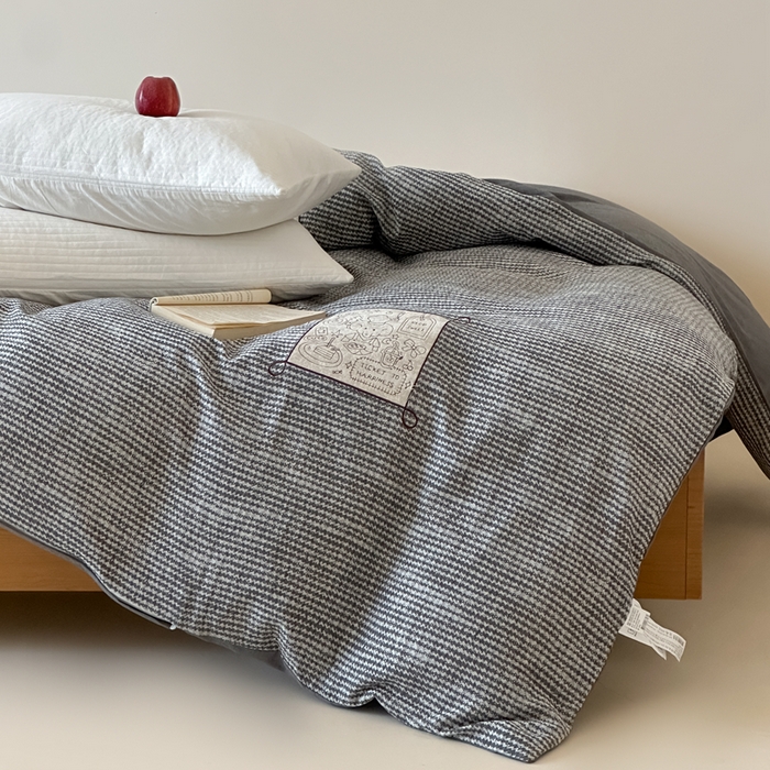 91家纺网 家纺一手货源 找家纺 月夏 2025新款全棉双层纱被套全棉被套单被套 莫克-灰