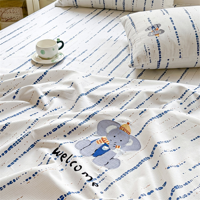 91家纺网 家纺一手货源 找家纺 笙意家纺2025新款全棉老粗布单品单床单 流星雨-兰