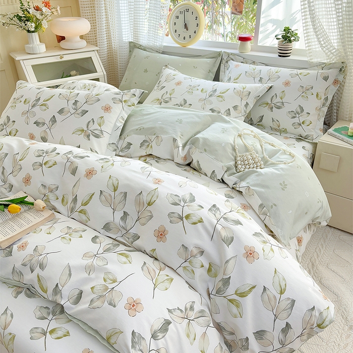 91家纺网 家纺一手货源 找家纺 元元被芯 2025新款40支13372全棉印花全棉四件套 春溪