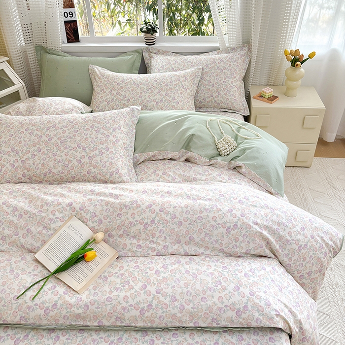 91家纺网 家纺一手货源 找家纺 元元被芯 2025新款40支13372全棉印花全棉四件套 悠然