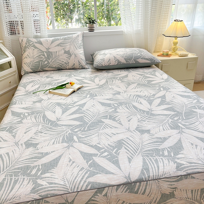 91家纺网 家纺一手货源 找家纺 元元被芯 2025新款40支13372全棉印花全棉隐藏式夹棉床笠 蔓羽