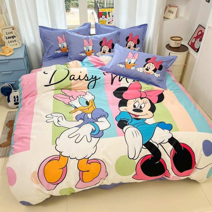 91家纺网 家纺一手货源 找家纺 典曼家纺 2025新款迪士尼大版印花卡通四件套 黛西米妮