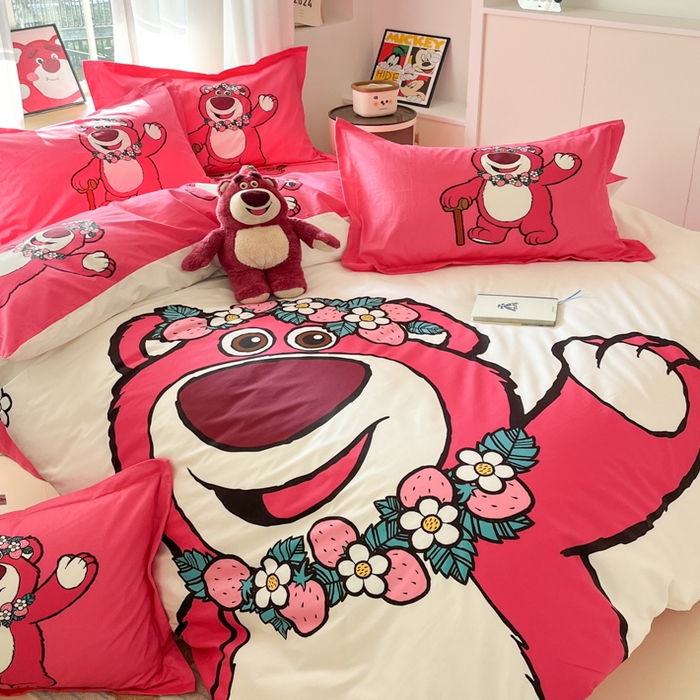 91家纺网 家纺一手货源 找家纺 典曼家纺 2025新款迪士尼大版印花卡通四件套 草莓梦