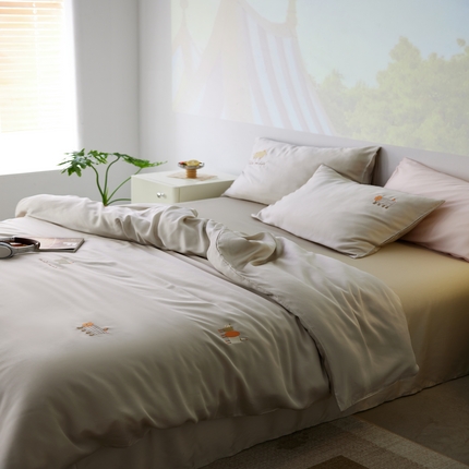 简纯主义 2025新款天丝四件套 散点系列 萌宠-卡其