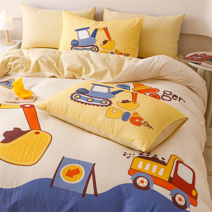 91家纺网 家纺一手货源 找家纺 馨语家居 2025新款全棉双层纱四件套 积木世界