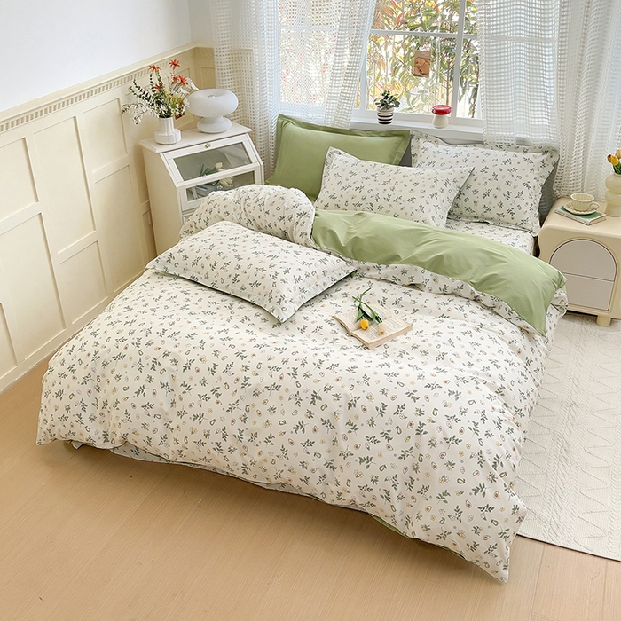 91家纺网 家纺一手货源 找家纺 元元被芯 2025新款40支13372全棉印花全棉四件套 绿意