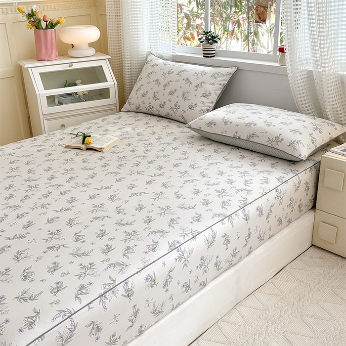 91家纺网 家纺一手货源 找家纺 元元被芯 2025新款40支13372全棉印花全棉隐藏式夹棉床笠 宁静