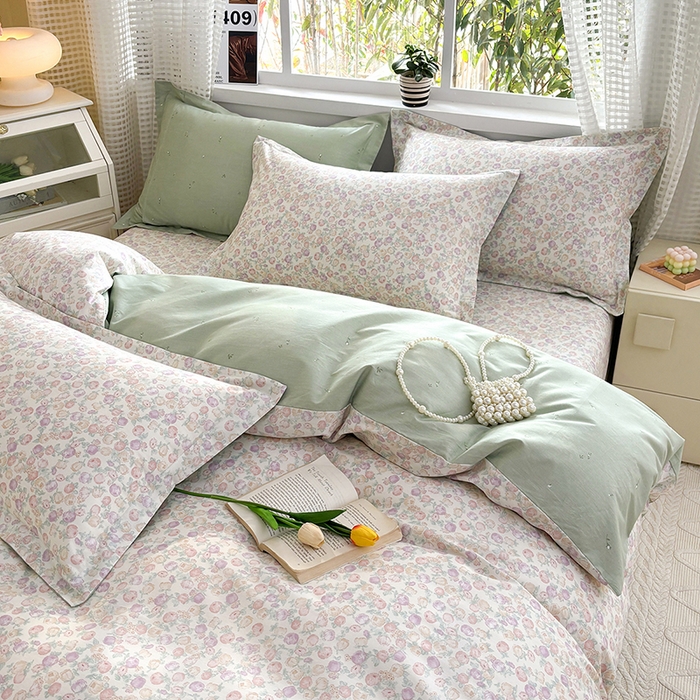 91家纺网 家纺一手货源 找家纺 元元被芯 2025新款40支13372全棉印花全棉四件套 悠然