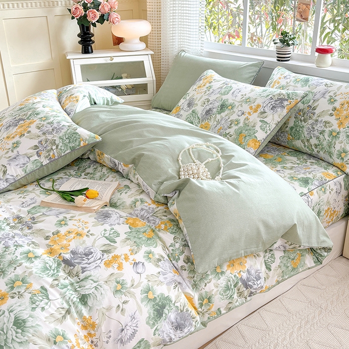 91家纺网 家纺一手货源 找家纺 元元被芯 2025新款40支13372全棉印花全棉夹棉床笠四件套 亦语