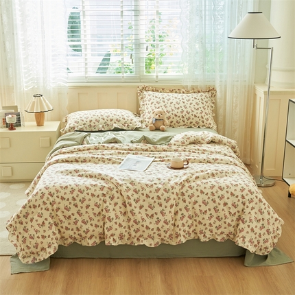 换种生活 2025新款荷叶边款针织单夏被 四件套 芳华