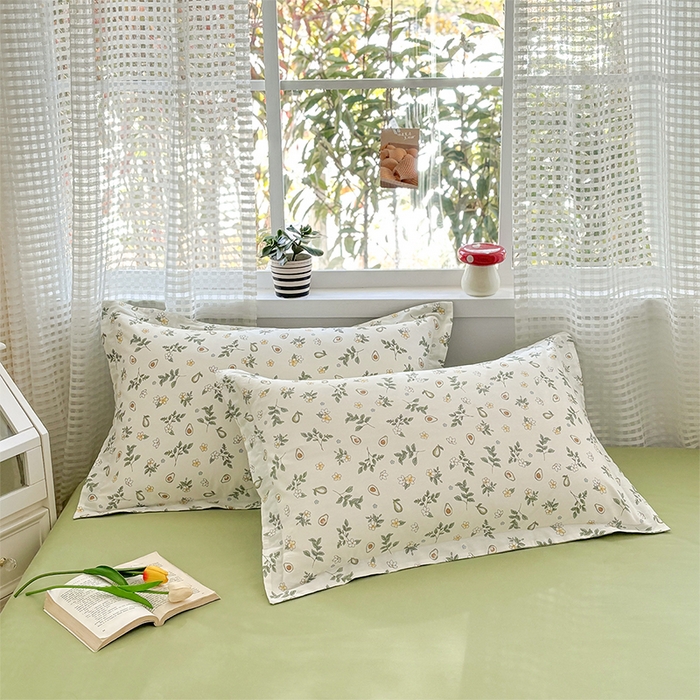 91家纺网 家纺一手货源 找家纺 元元被芯 2025新款40支13372全棉印花全棉枕套 绿意