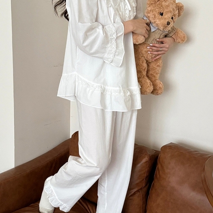 91家纺网 家纺一手货源 找家纺 （总）妍景家居生活馆 2025新款韩系蕾丝蝴蝶结纯白