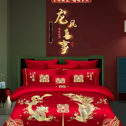 91家纺网 家纺一手货源 找家纺 （总）栩裕纺织 2025新款全棉刺绣婚庆四件套