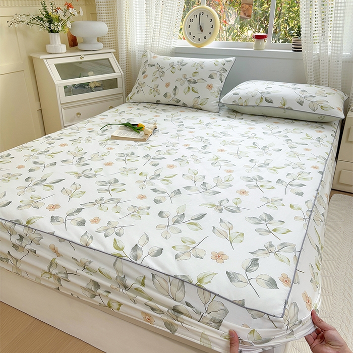 91家纺网 家纺一手货源 找家纺 元元被芯 2025新款40支13372全棉印花全棉隐藏式夹棉床笠 春溪