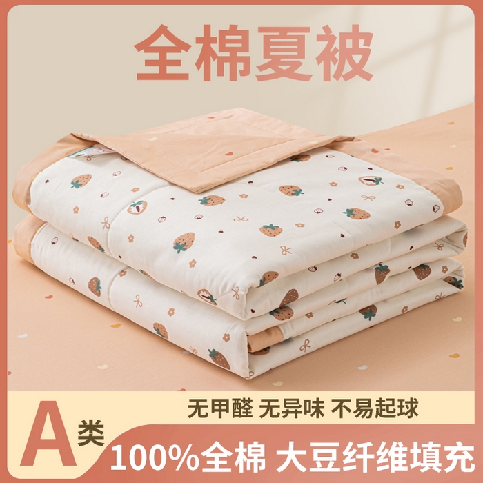 91家纺网 家纺一手货源 找家纺 鑫棉坊 2025新款A类全棉印花大豆纤维空调被大豆被 浪漫甜心