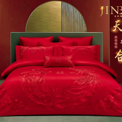 91家纺网 家纺一手货源 找家纺 （总）栩裕纺织 2025新款全棉刺绣婚庆四件套