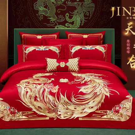 91家纺网 家纺一手货源 找家纺 （总）栩裕纺织 2025新款全棉刺绣婚庆四件套