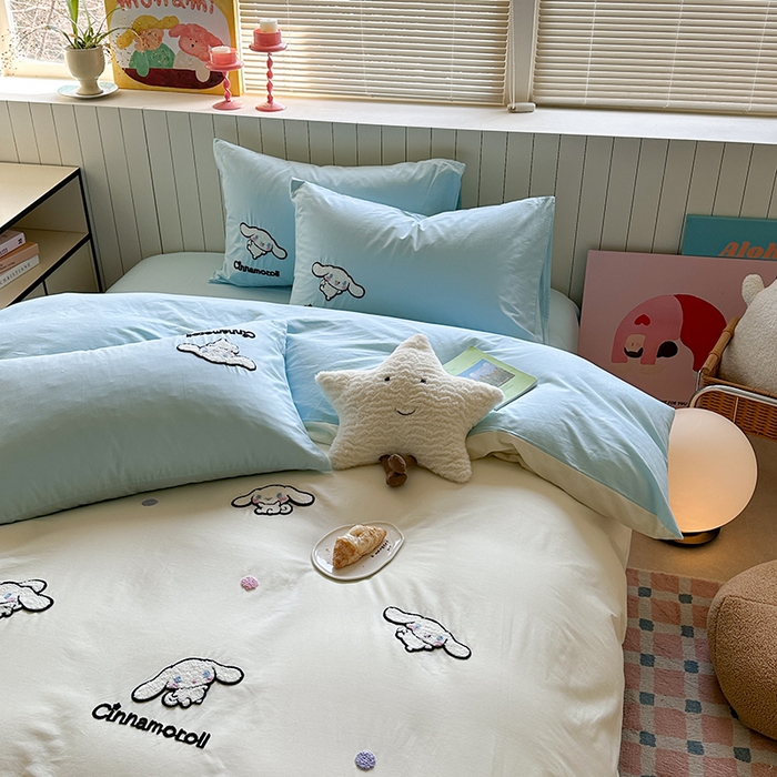 91家纺网 家纺一手货源 找家纺 金爱家 2025新款全棉毛巾绣四件套 毛巾绣-点点玉桂狗