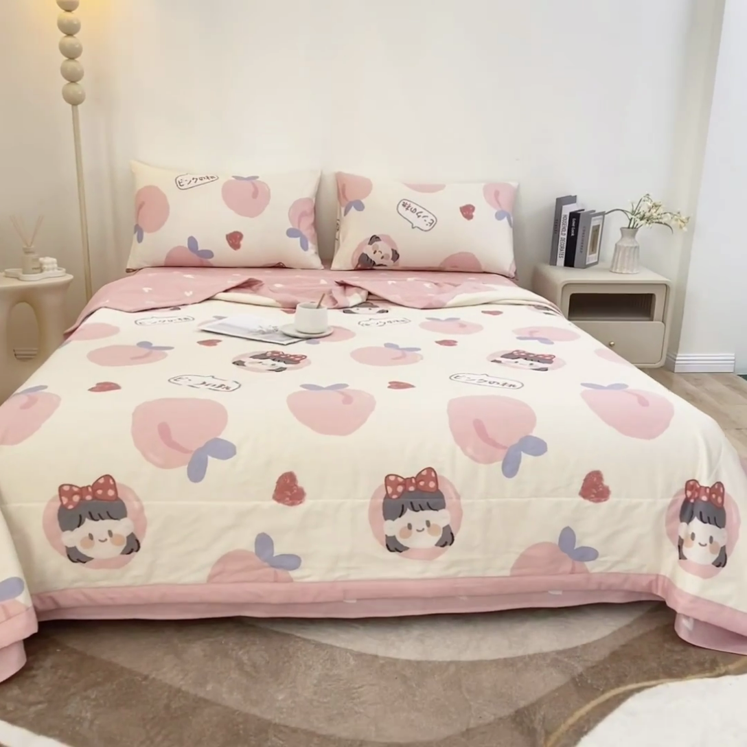 91家纺网 家纺一手货源 找家纺 鑫棉坊 2025新款A类全棉印花大豆纤维空调被大豆被 白桃公主