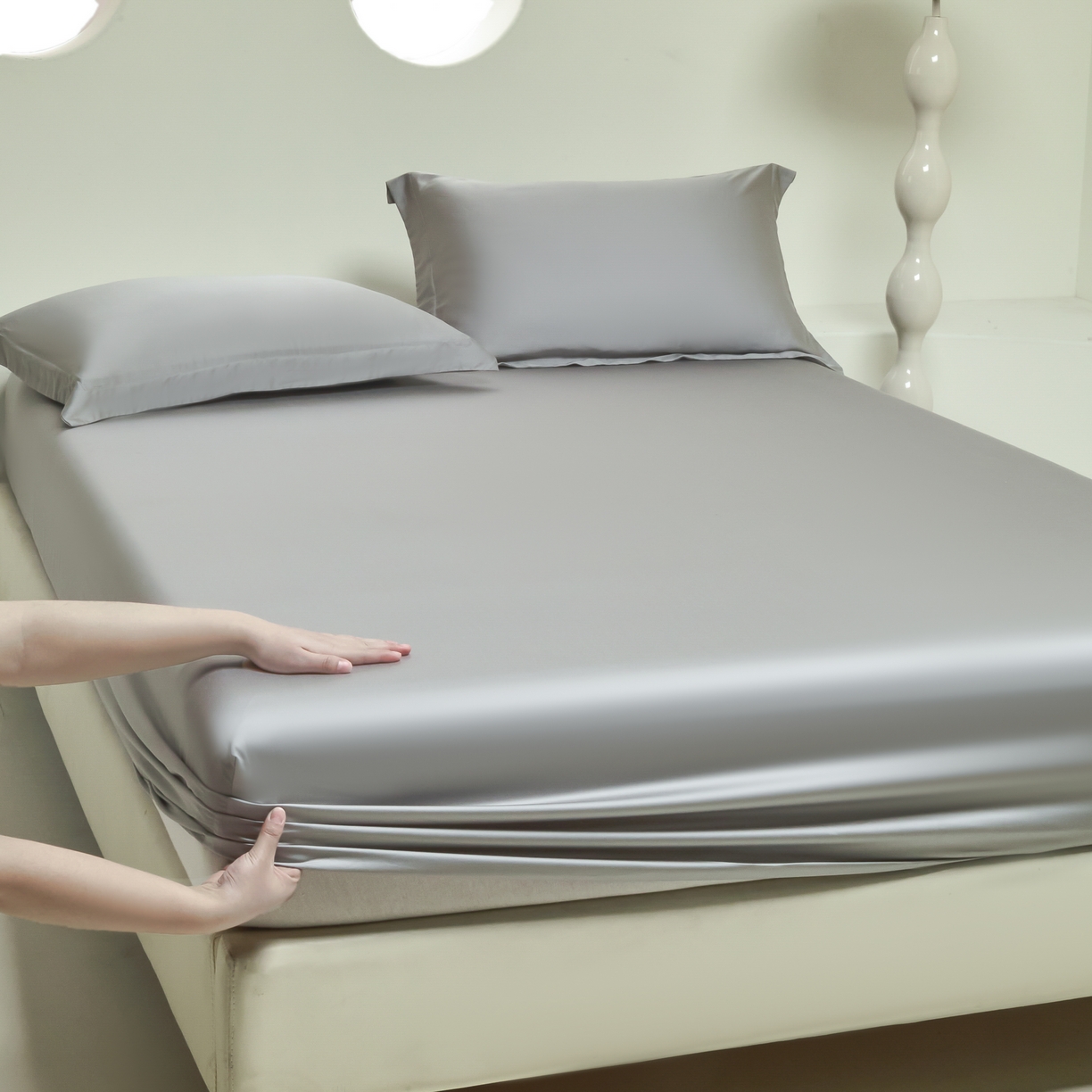 91家纺网 家纺一手货源 找家纺 618家纺 2025新款60S100支兰精天丝单品-单床笠 天丝银河灰