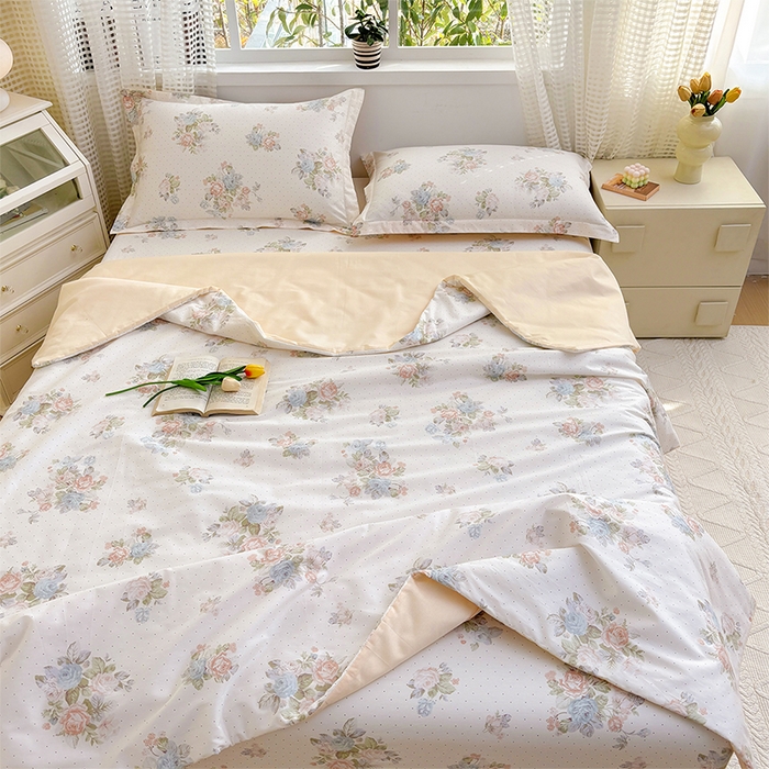 91家纺网 家纺一手货源 找家纺 元元被芯 2025新款40支13372全棉印花夏被四件套 花舞