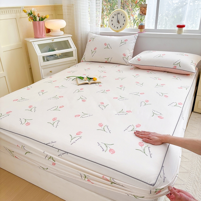 91家纺网 家纺一手货源 找家纺 元元被芯 2025新款40支13372全棉印花全棉隐藏式夹棉床笠 昕动