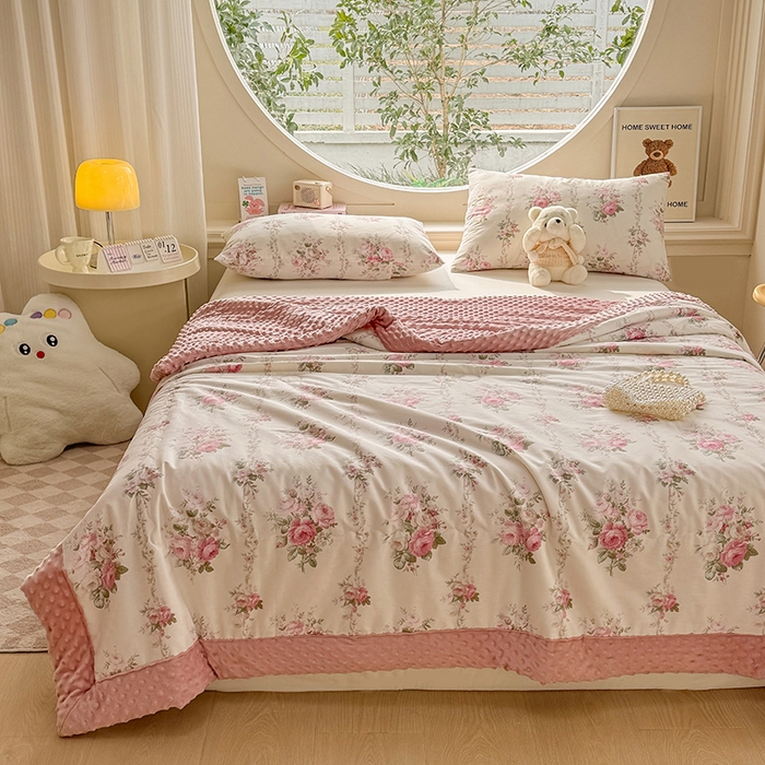 91家纺网 家纺一手货源 找家纺 梦依依 2025新款40支全棉豆豆被大豆被夏被春秋被子被芯 加微信送买家秀 兰栀半夏-粉