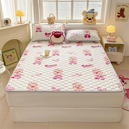 迪梦思家纺 2025新款A类正版授权卡通印花水洗棉夹棉学生床护垫 比露比