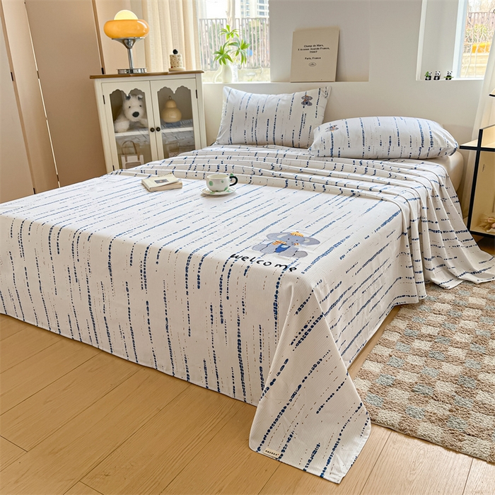 91家纺网 家纺一手货源 找家纺 笙意家纺2025新款全棉老粗布单品单床单 流星雨-兰