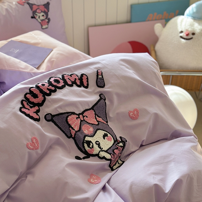 91家纺网 家纺一手货源 找家纺 金爱家 2025新款全棉毛巾绣四件套 毛巾绣-萌萌库洛米