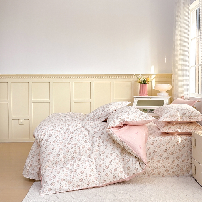 91家纺网 家纺一手货源 找家纺 元元被芯 2025新款40支13372全棉印花全棉三件套 缘月