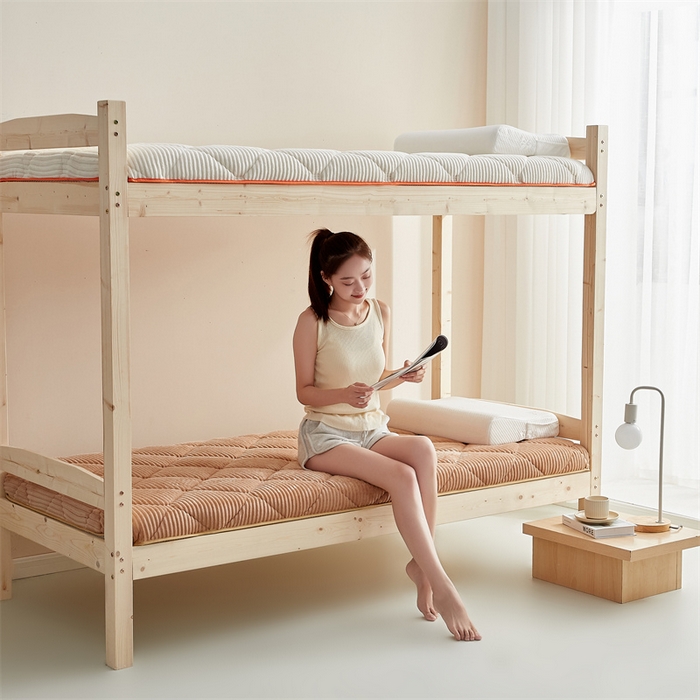 91家纺网 家纺一手货源 找家纺 2025新款柔软舒适魔法绒棉花床垫系列-学生款 驼色