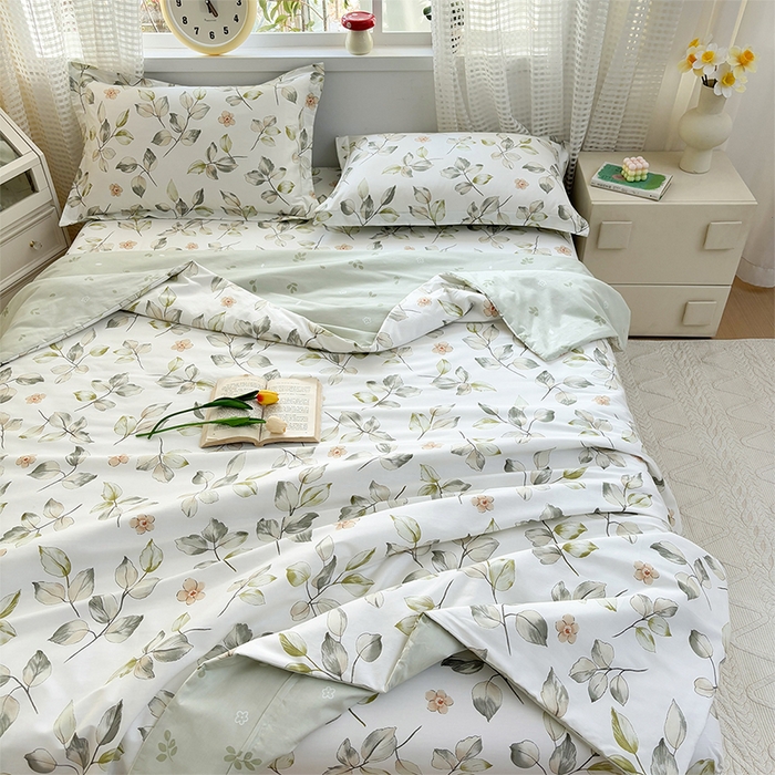 91家纺网 家纺一手货源 找家纺 元元被芯 2025新款40支13372全棉印花夏被四件套 春溪