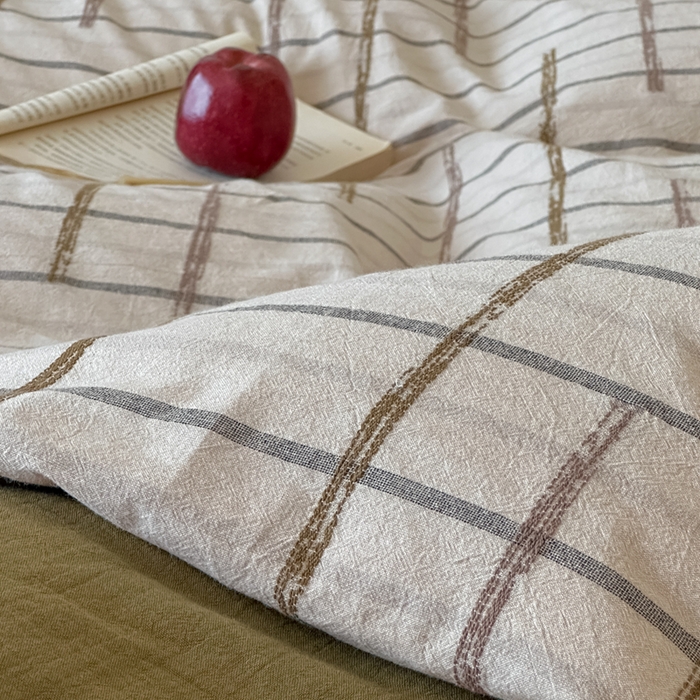 91家纺网 家纺一手货源 找家纺 月夏 202吉尔伯特-浅咖新款全棉双层纱被套全棉被套单被套 吉尔伯特-浅咖