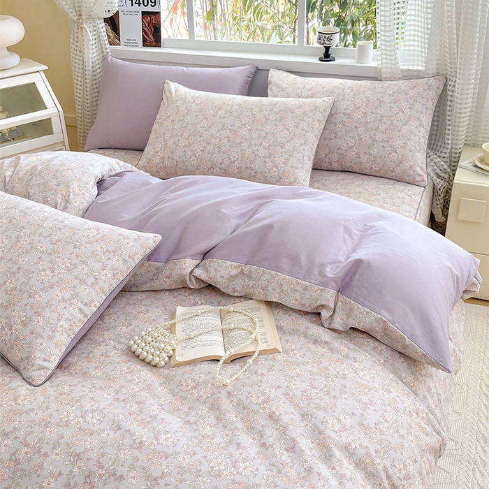 91家纺网 家纺一手货源 找家纺 元元被芯 2025新款40支13372全棉印花全棉隐藏式夹棉被套 茉莉