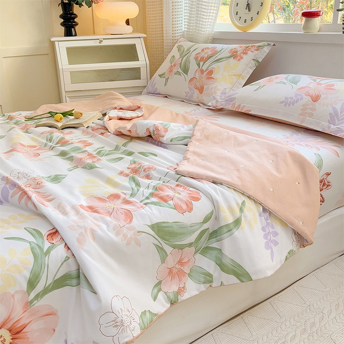 91家纺网 家纺一手货源 找家纺 元元被芯 2025新款40支13372全棉印花夏被四件套 半夏