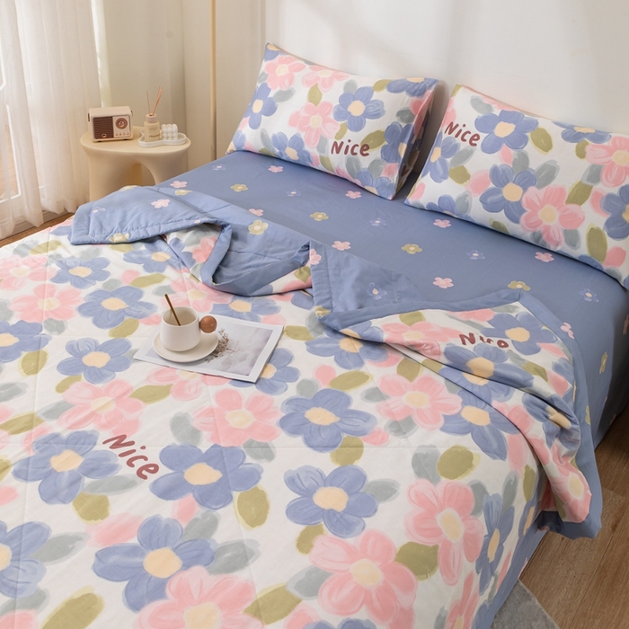 91家纺网 家纺一手货源 找家纺 鑫棉坊 2025新款A类全棉印花大豆纤维空调被大豆被 蓝海晨光