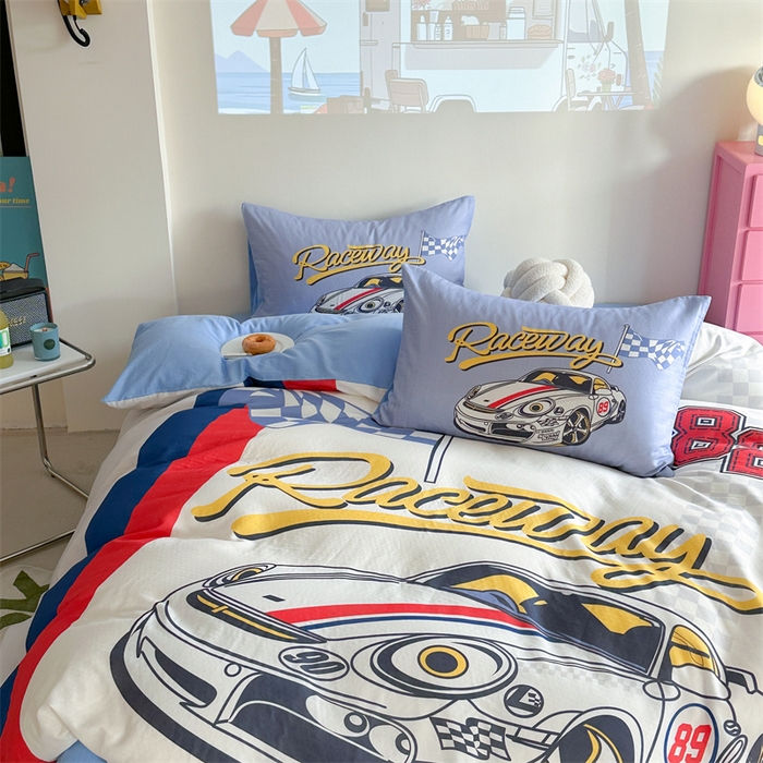 91家纺网 家纺一手货源 找家纺 馨语家居 2025新款全棉双层纱四件套 速度之王