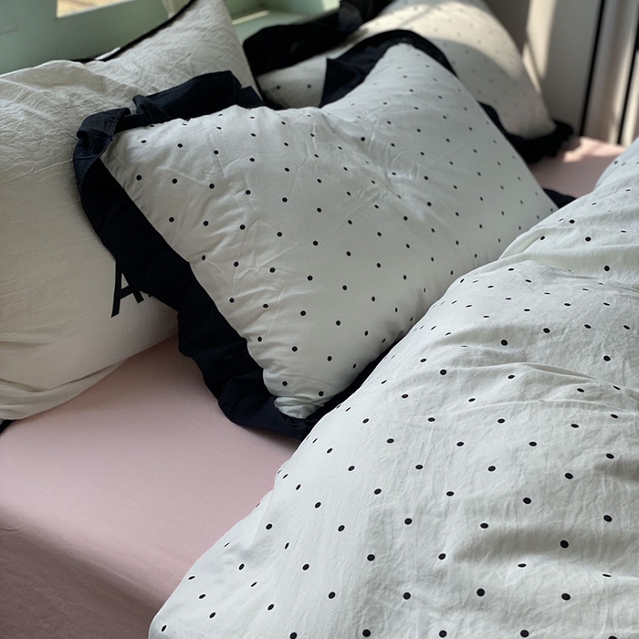 91家纺网 家纺一手货源 找家纺 （总）老K (原美阁） 2025新款水洗棉赫本风波点四件套学生宿舍三件套床单款床笠款