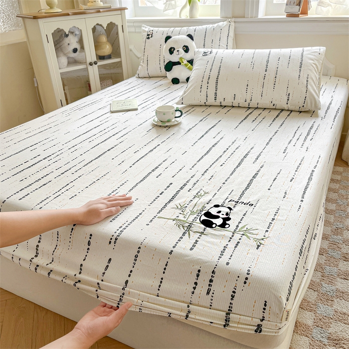 91家纺网 家纺一手货源 找家纺 笙意家纺2025新款全棉老粗布单床笠 熊墩墩