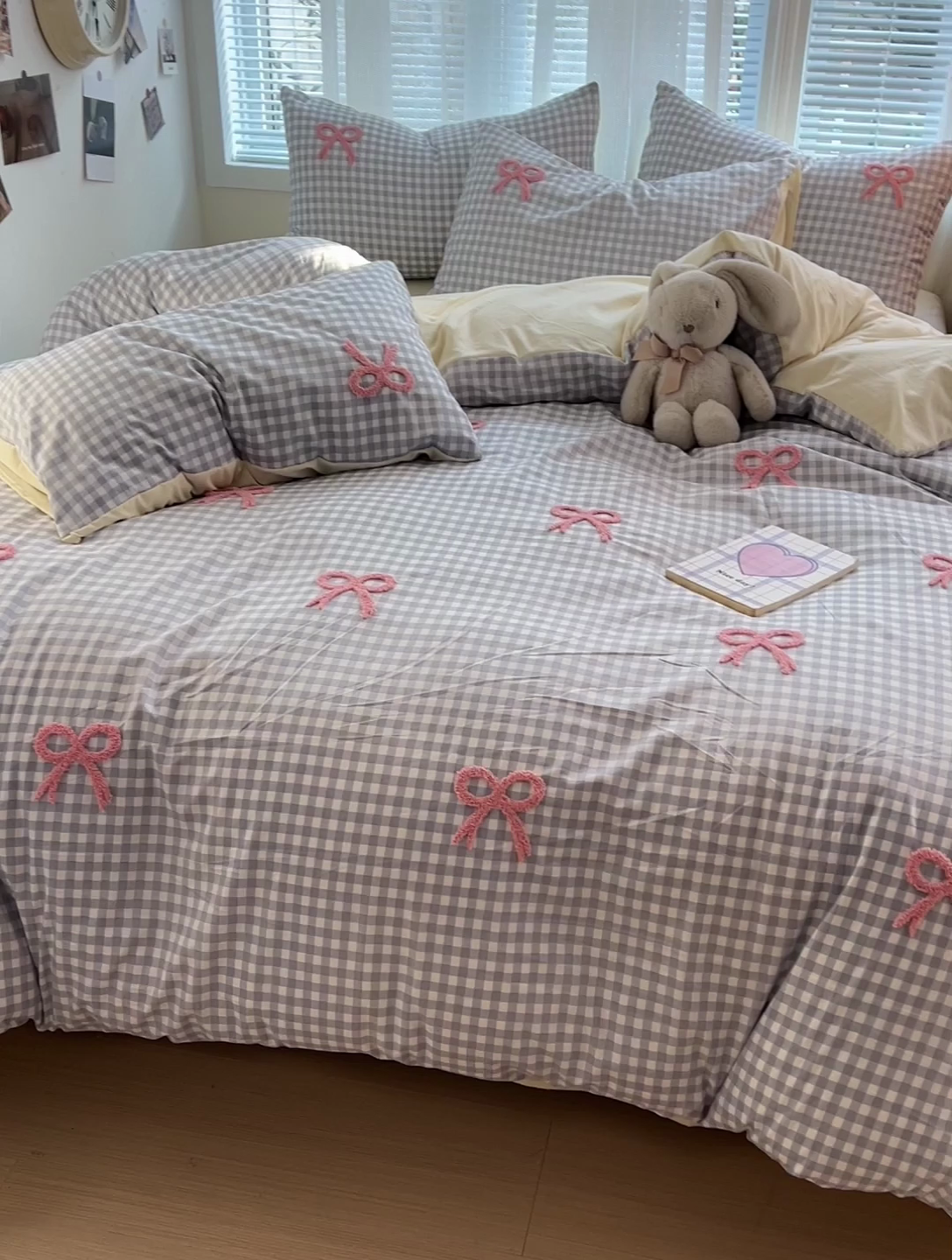 91家纺网 家纺一手货源 找家纺 （总）灰鲸2025新款ins韩系软妹风蝴蝶结毛巾绣四件套