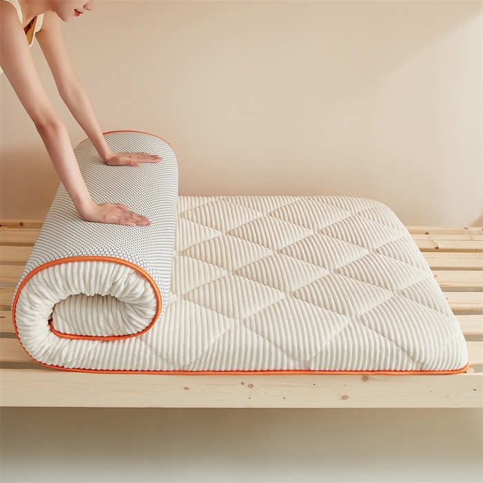 91家纺网 家纺一手货源 找家纺 2025新款柔软舒适魔法绒棉花床垫系列-学生款 奶昔白