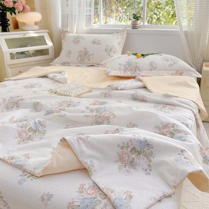 91家纺网 家纺一手货源 找家纺 元元被芯 2025新款40支13372全棉印花夏被四件套 花舞