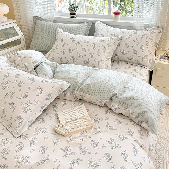 91家纺网 家纺一手货源 找家纺 元元被芯 2025新款40支13372全棉印花全棉被套夹棉四件套 宁静