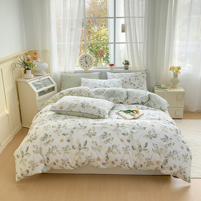 91家纺网 家纺一手货源 找家纺 元元被芯 2025新款40支13372全棉印花全棉隐藏式夹棉被套 春溪