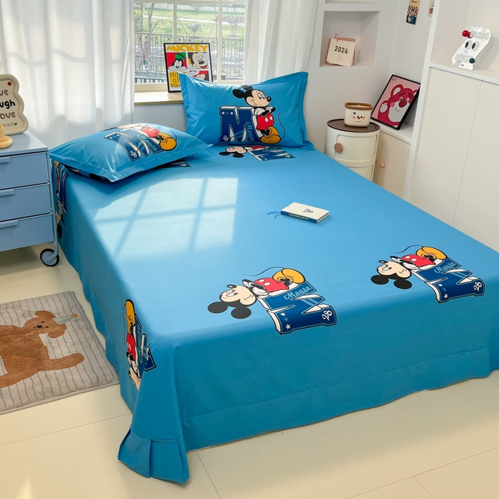 91家纺网 家纺一手货源 找家纺 典曼家纺 2025新款迪士尼大版印花卡通四件套 活力米仔