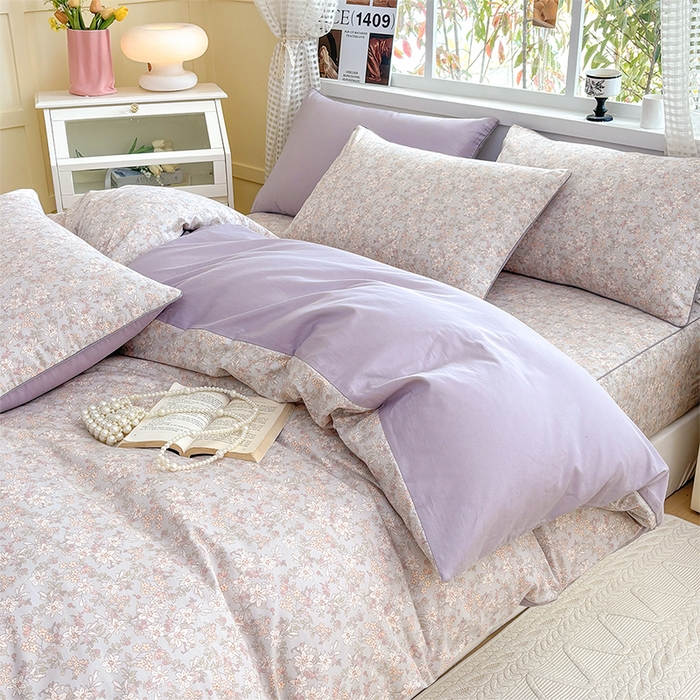 91家纺网 家纺一手货源 找家纺 元元被芯 2025新款40支13372全棉印花全棉隐藏式夹棉被套 茉莉