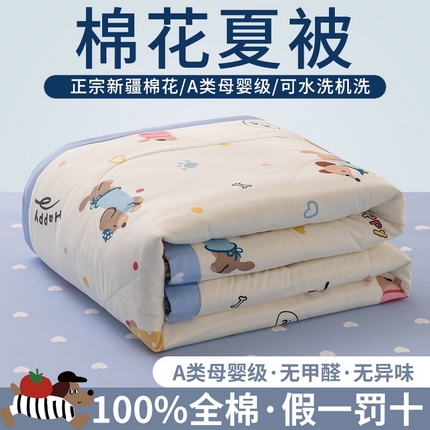 91家纺网 家纺一手货源 找家纺 鑫棉坊 【又降价啦】2025新款全棉A类印花纯棉花夏被可机洗空调被 童趣蜜歌