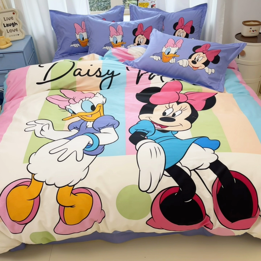 91家纺网 家纺一手货源 找家纺 典曼家纺 2025新款迪士尼大版印花卡通四件套 黛西米妮