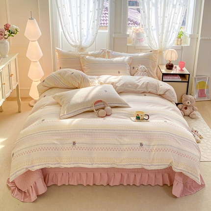 梦莱斯 2025直播爆款公主风A类针织棉床盖四件套AA版被套 i-优米